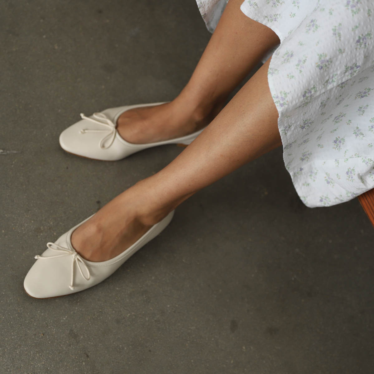 A. Soliani Como Leather Ballet Flat in Ivory