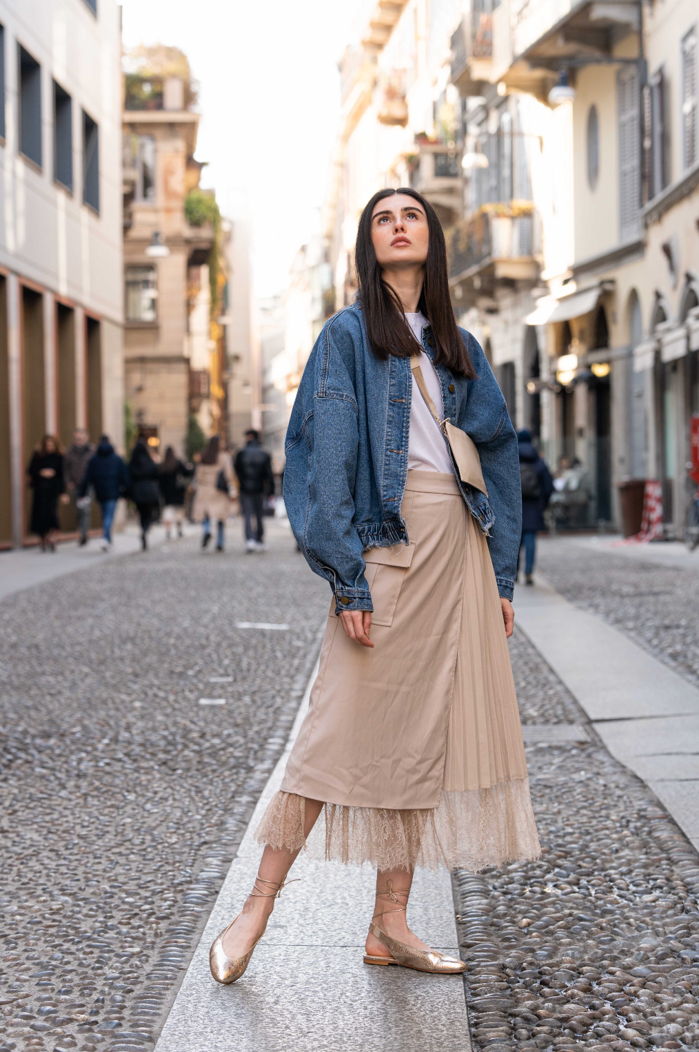 Elba Gold Snake Flats on model